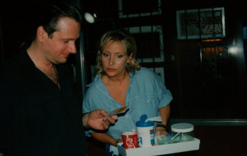 Lars Wyka on the set of Scary Texas Movie assisted by Diane Lowe ©1996
